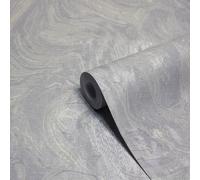 Paoletti Marble Metallic Vinyl Wallpaper - Grey - One Size