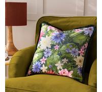 Paoletti Marjoelle Flowers Printed Velvet Polyester Filled Cushion - Multicolour - 50x50cm