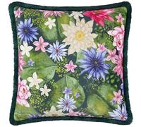 Paoletti Marjoelle Flowers Printed Velvet Polyester Filled Cushion - Multicolour - 50x50cm