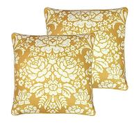 Paoletti Melrose Feather Filled Cushions Twin Pack, Honey, 50 x 50cm