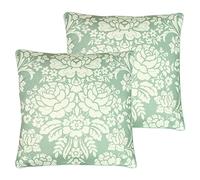 Paoletti Melrose Feather Filled Cushions Twin Pack, Sage, 50 x 50cm