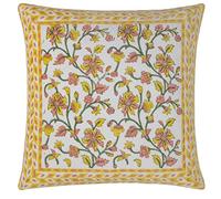 Paoletti Mentera Feather Filled Cushion, Yellow/Peach Crush, 50 x 50 cm