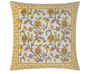 Paoletti Mentera Feather Filled Cushion, Yellow/Peach Crush, 50 x 50 cm