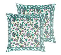 Paoletti Mentera Feather Filled Cushions Twin Pack, Oasis Green/Lilac, 50 x 50cm