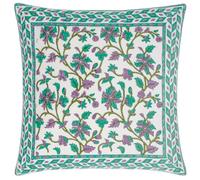 Paoletti Mentera Oasis Green Lilac Floral Velvet Cushion - Size: 50 x 50 cm - Wilko