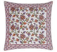 Riva Paoletti Cushion Mentera, Mediterranean Floral Velvet, Polyester-filled, Lilac/Coral 50x50 cm