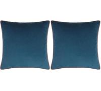 Paoletti Meridian Cushion Cover - Velvet Piped Luxury Decor (Petrol/Blush - 55 x 55 cm) (Pack of 2)