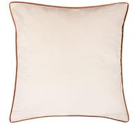 Paoletti Meridian Cushion - Feather Filled Velvet Piped Luxury Decor (Ecru/Ginger - 55 x 55 cm)