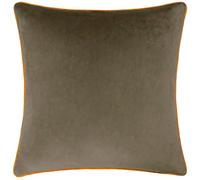 Paoletti Meridian Cushion - Polyester Filled Velvet Piped Luxury Decor (Mocha/Pumpkin - 55 x 55 cm)