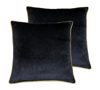Paoletti Meridian Feather Filled Cushions (Twin Pack), Polyester, Black/Gold