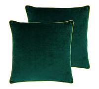 Paoletti Meridian Feather Filled Cushions (Twin Pack), Polyester, Emerald/Moss