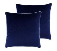 Paoletti Meridian Feather Filled Cushions (Twin Pack), Polyester, Navy/Silver