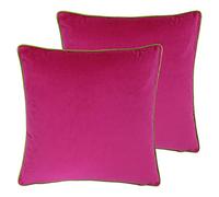 Paoletti Meridian Polyester Filled Cushions (Twin Pack), Polyester, Hot Pink/Lime