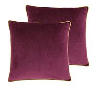Paoletti Meridian Twin Pack Polyester Filled Cushions, Maroon/Moss, 55 x 55cm