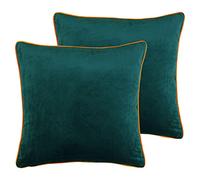 Paoletti Meridian Twin Pack Polyester Filled Cushions, Teal/Clementine, 55 x 55cm