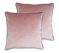 Paoletti Meridian Twin Pack Feather Filled Cushions, Blush/Teal, 55 x 55 cm