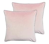 Paoletti Meridian Twin Pack Feather Filled Cushions, Polyester, Blush/Grey, 55 x 55cm