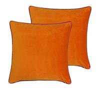 Paoletti Meridian Twin Pack Feather Filled Cushions, Polyester, Clementine/Hot Pink, 55 x 55cm