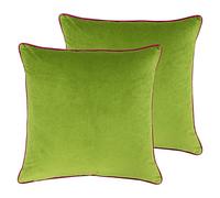 Paoletti Meridian Twin Pack Feather Filled Cushions, Polyester, Lime/Hot Pink, 55 x 55cm