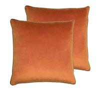 Paoletti Meridian Twin Pack Feather Filled Cushions, Polyester, Pumpkin/Mocha, 55 x 55cm