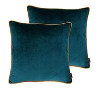 Paoletti Meridian Twin Pack Feather Filled Cushions, Polyester, Teal/Tiger, 55 x 55cm