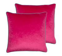 Paoletti Meridian Twin Pack Feather Filled Cushions, Raspberry/Teal, 55 x 55cm