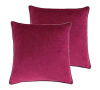 Paoletti Meridian Twin Pack Polyester Filled Cushions, Cranberry/Mocha, 55 x 55cm