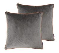 Paoletti Meridian Twin Pack Polyester Filled Cushions, Mocha/Pumpkin, 55 x 55cm