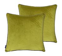Paoletti Meridian Twin Pack Polyester Filled Cushions, Moss/Charcoal, 55 x 55cm
