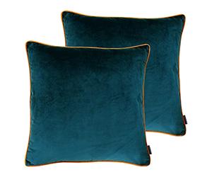 Paoletti Meridian Twin Pack Polyester Filled Cushions, Teal/Tiger, 55 x 55cm