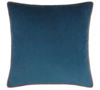 furn. Paoletti Meridian Cushion - Feather Filled Velvet Piped Luxury Decor (Petrol/Blush - 55 x 55 cm)