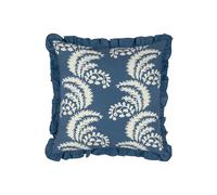 Montrose Luxury Fringed Leaf Polyester Filled Cushion Paoletti Dark Blue 50cm x 50cm