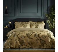 Paoletti Moondusk Exotic Jacquard Animals Duvet Cover Set - Gold - Gold - Single