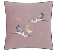 Paoletti Moonlit Flight Embroidered Velvet Polyester Filled Cushion - Dusty Pink - 45x45cm