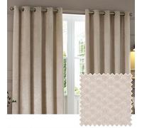 Paoletti Neptune Fully Lined Velvet Eyelet Curtains Champagne 229Cm Width 183Cm Drop, Cream