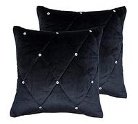 Paoletti New Diamante Twin Pack Polyester Filled Cushions Black 45 x 45cm, Black