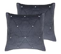 Paoletti New Diamante Twin Pack Polyester Filled Cushions, Pewter, 45 x 45cm