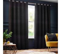 Paoletti New Galaxy Chenille Eyelet Curtains - Black - 168cm x 229cm - Black - 100% Polyester