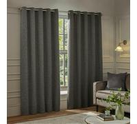 Paoletti New Galaxy Chenille Eyelet Curtains - Charcoal - 117cm x 137cm - Charcoal - 100% Polyester