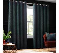 Paoletti New Galaxy Chenille Eyelet Curtains - Emerald - 229cm x 229cm - Emerald - 100% Polyester