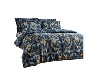 Paoletti Nouvilla Cheetah Duvet Cover Set - Blue/Grey/Yellow - Single - Blue/Grey/Yellow - 100% Cotton