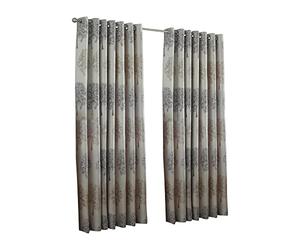 Paoletti Oakdale Tree Motif Eyelet Curtain Pair - Silver - 117x183cm