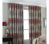 Paoletti Oakdale Tree Red Motif Eyelet Curtains