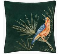 Paoletti Odisha Exotic Bird Embroidered Polyester Filled Cushion - Emerald - 45x45cm