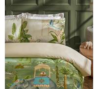 Paoletti Odisha Pillowcase Pair (Jungle-50x75cm) | Botanical Exotic Elephant Piped Edge Luxury Pillowcases
