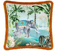 Paoletti Odisha Scene Printed Velvet Cushion