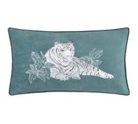 Paoletti Odisha White Tiger Embroidered Feather Filled Cushion