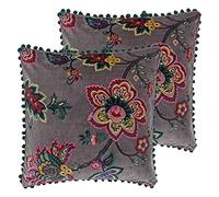 Paoletti Palampur Feather Filled Cushions, (Twin Pack), Cotton, Mink