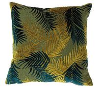 Paoletti Palm Grove Cushion Cover, Gold/Teal, 50 x 50cm