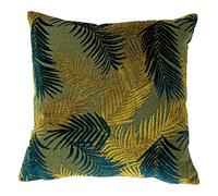 Paoletti Palm Grove Polyester Filled Cushion, Gold/Teal, 50 x 50cm